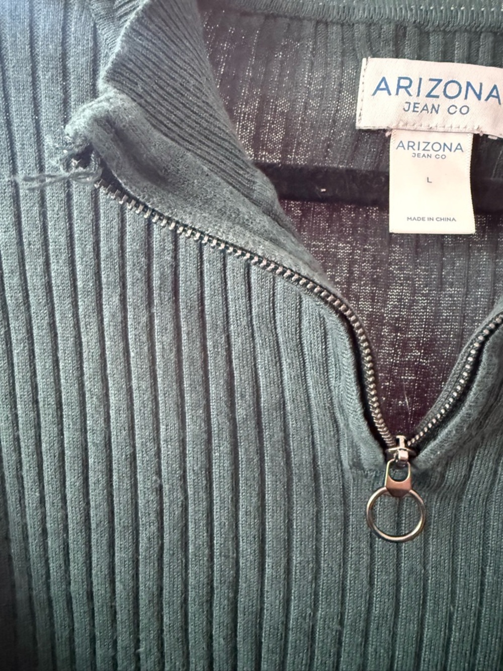 Arizona Jean Company Dark Green Ribbed Half-Zip Sweater - Picture 4 of 5